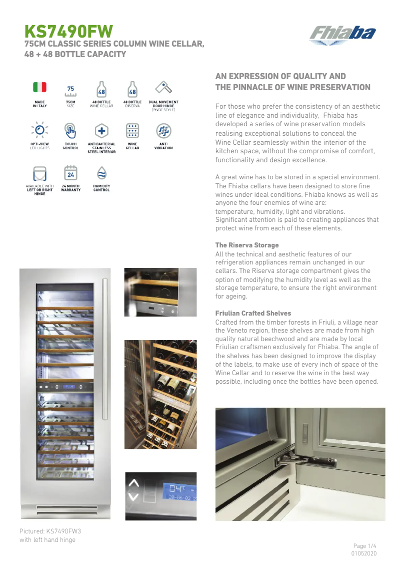 Page 1 of the manual Technical Sheet Fhiaba KS7490FW3