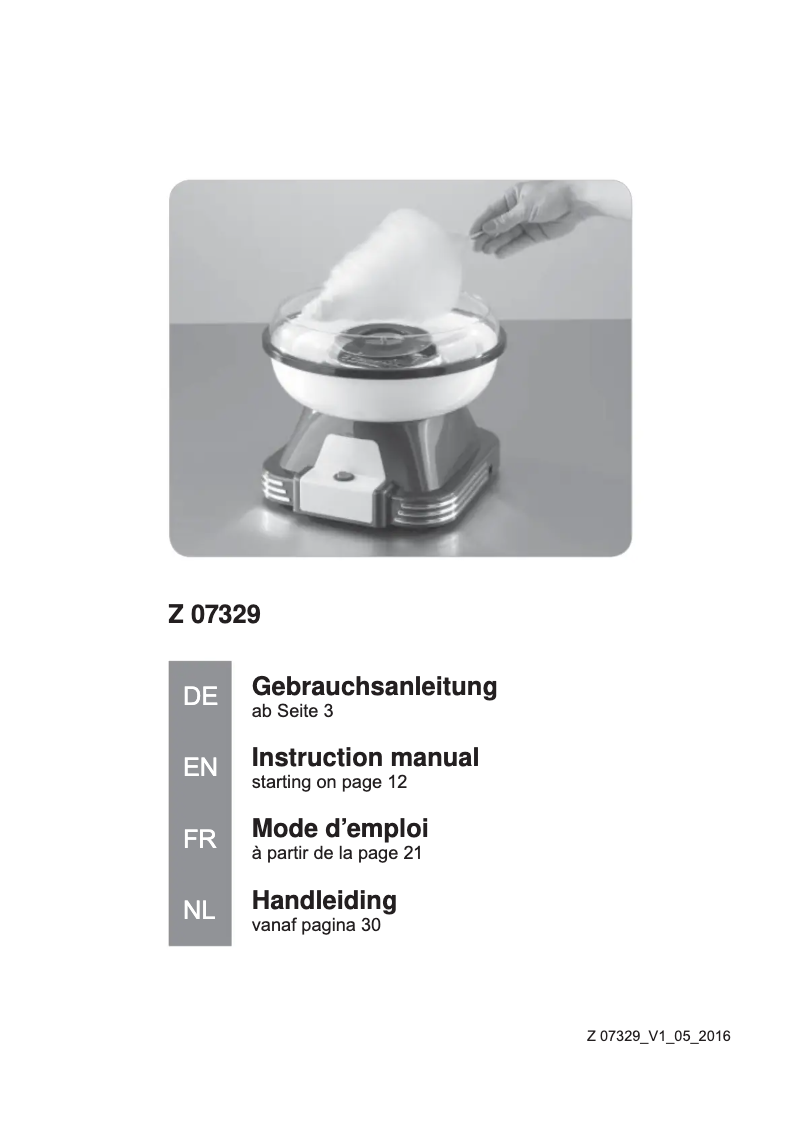 Page 1 of the manual User Manual Gourmetmaxx 07329