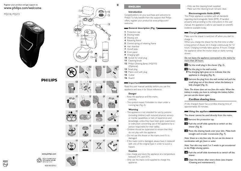 Page 1 of the manual User Manual Philips PQ218
