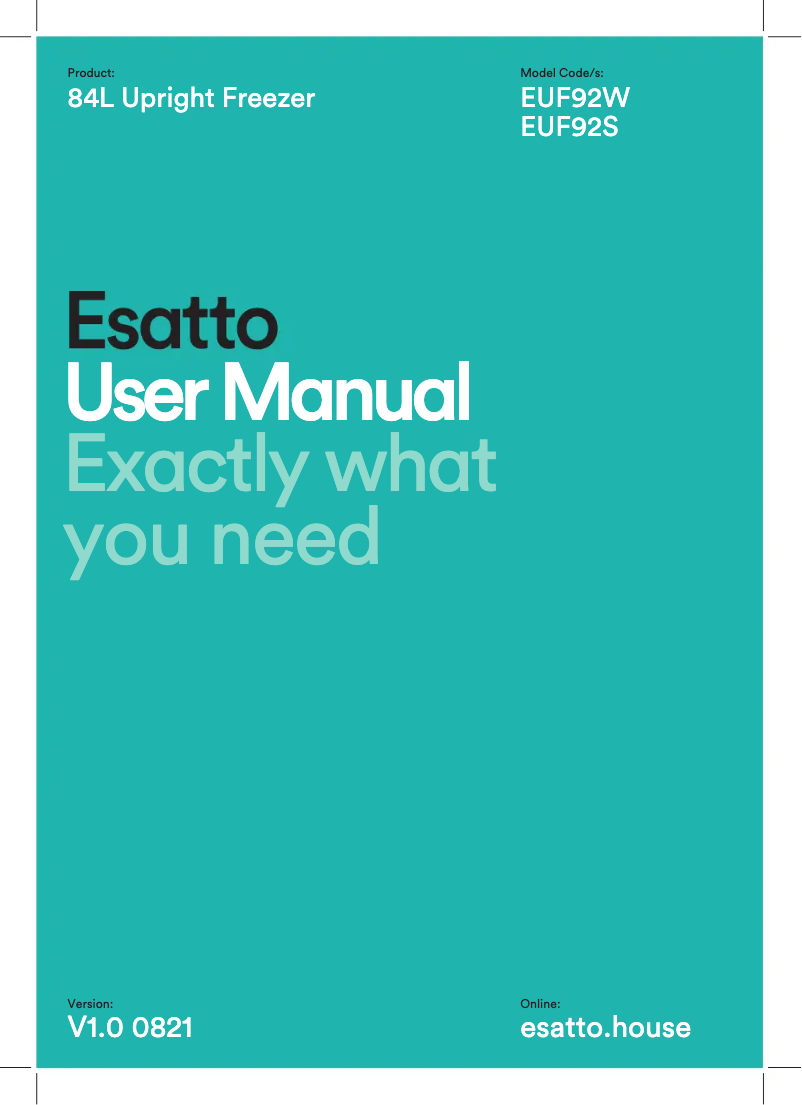 First page image of the manual for EUF92S