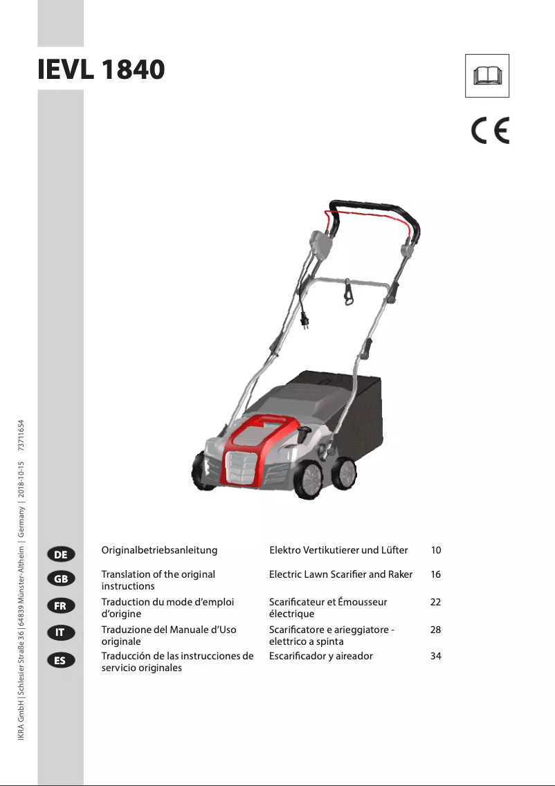 Page 1 of the manual User Manual IKRA IEVL 1840