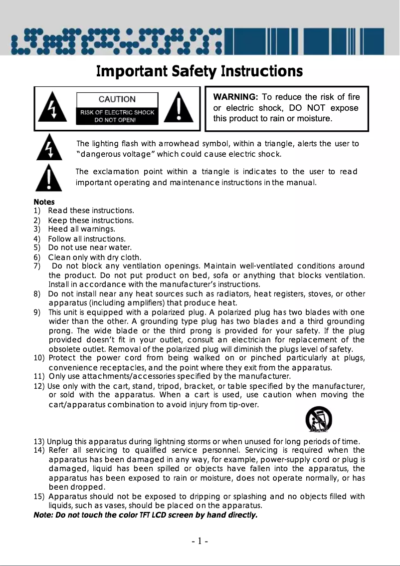 First page image of the manual for MC3007