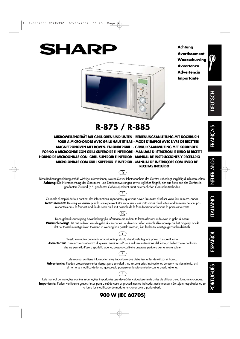 Page 1 of the manual User Manual Sharp R-885