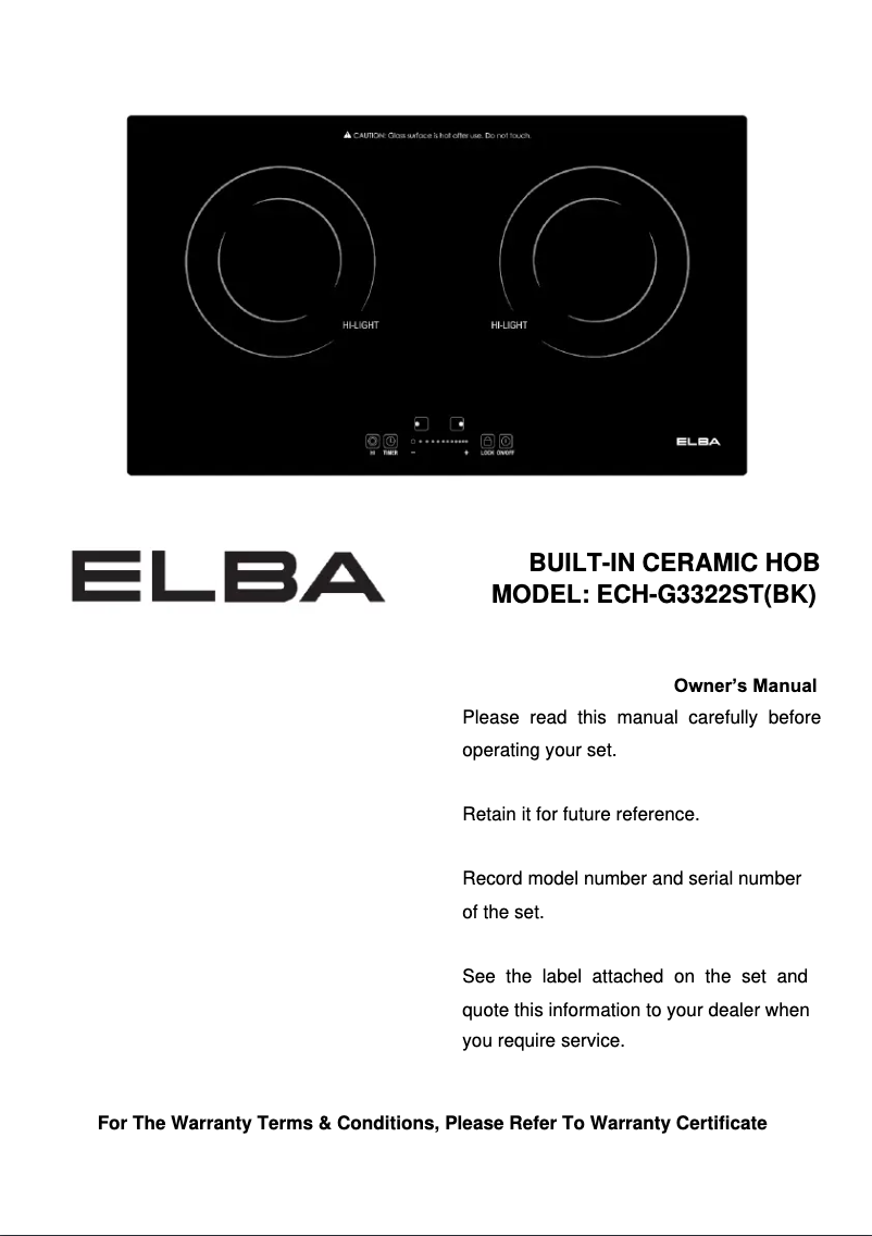 First page image of the manual for ECH-G3322ST(BK)