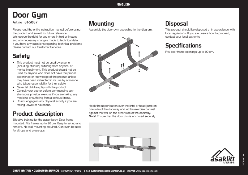 Page 1 de la notice Manuel utilisateur Asaklitt 31-5087