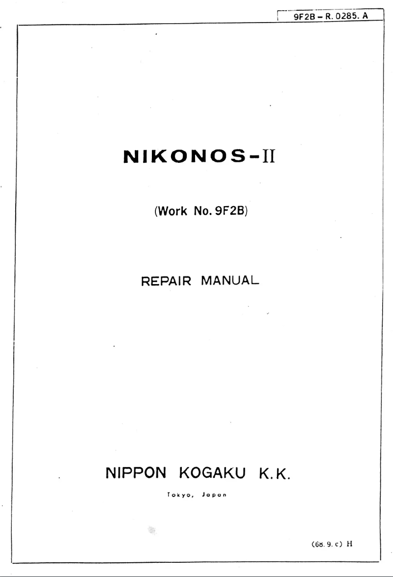 First page image of the manual for Nikonos II