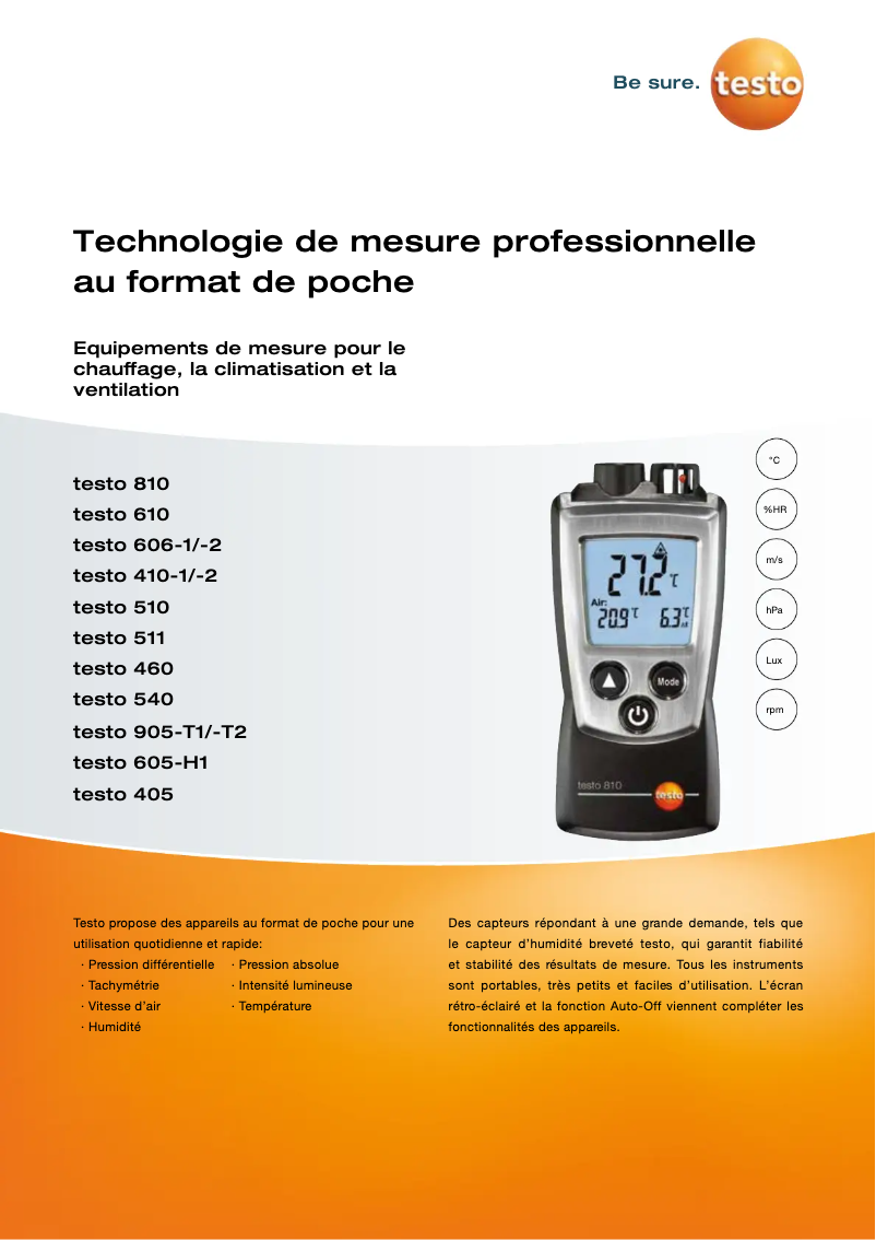 Page 1 of the manual Brochure Testo 905-T1