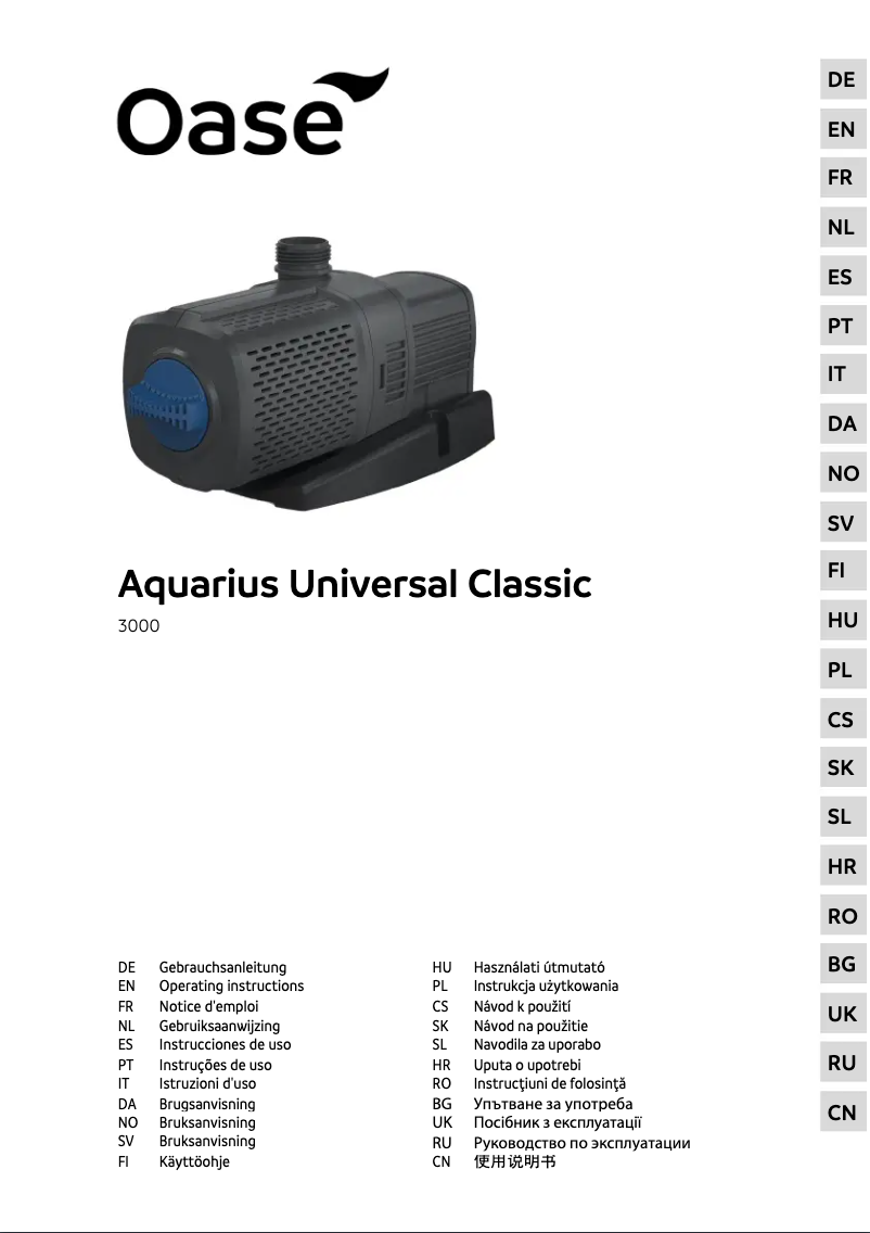 First page image of the manual for Aquarius Universal Classic 3000