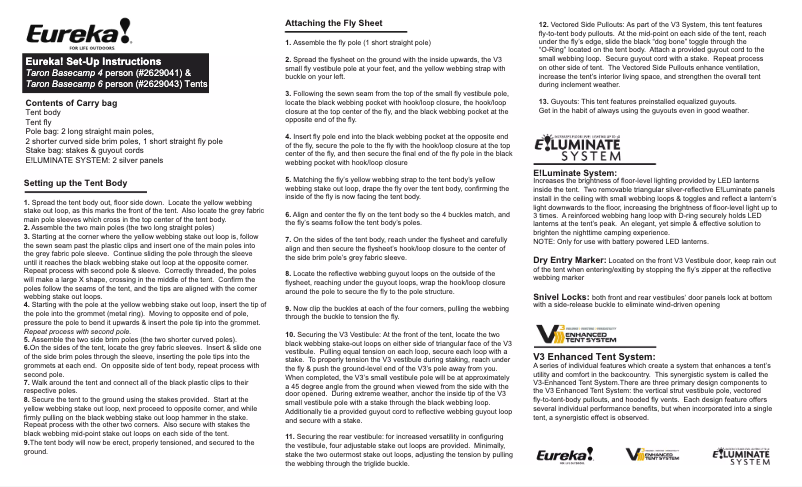 Page 1 of the manual User Manual Eureka Taron Basecamp 4