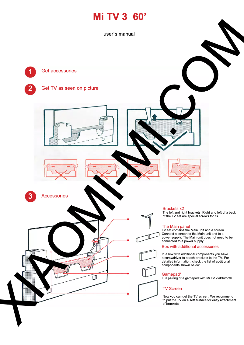 Page 1 of the manual User Manual Xiaomi Mi TV 3 60"