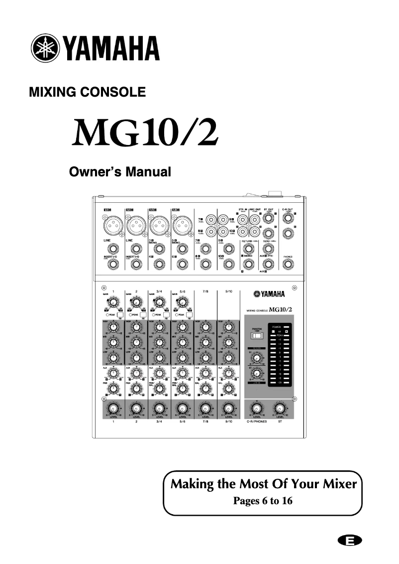 First page image of the manual for MG10