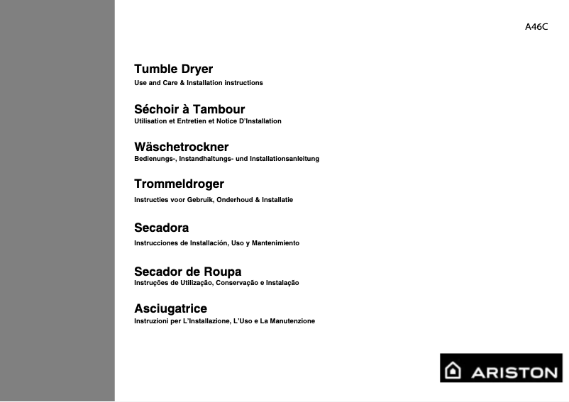 Page 1 of the manual User Manual Ariston Thermo A46C