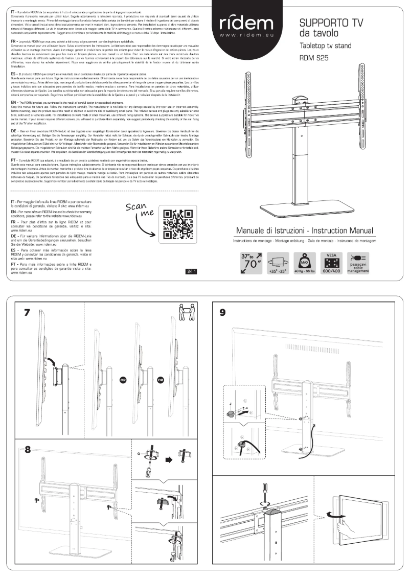 Page 1 of the manual User Manual Ridem RDM S25