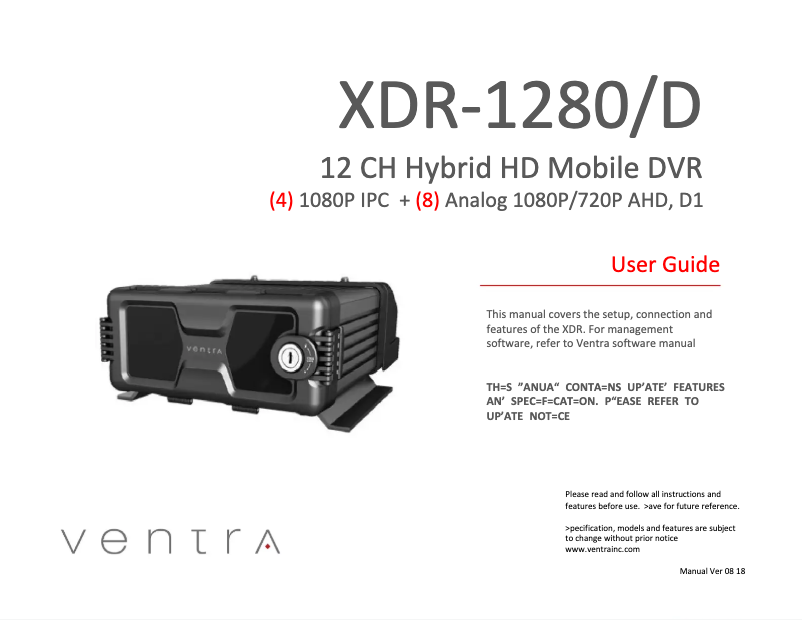 First page image of the manual for XDR-1280/D