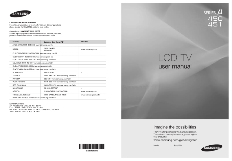 Page 1 of the manual User Manual Samsung LN22A450C1D