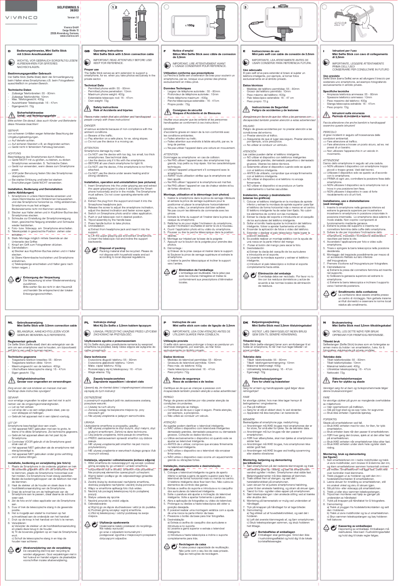 Page 1 of the manual User Manual Vivanco SELFIEMINI3.5