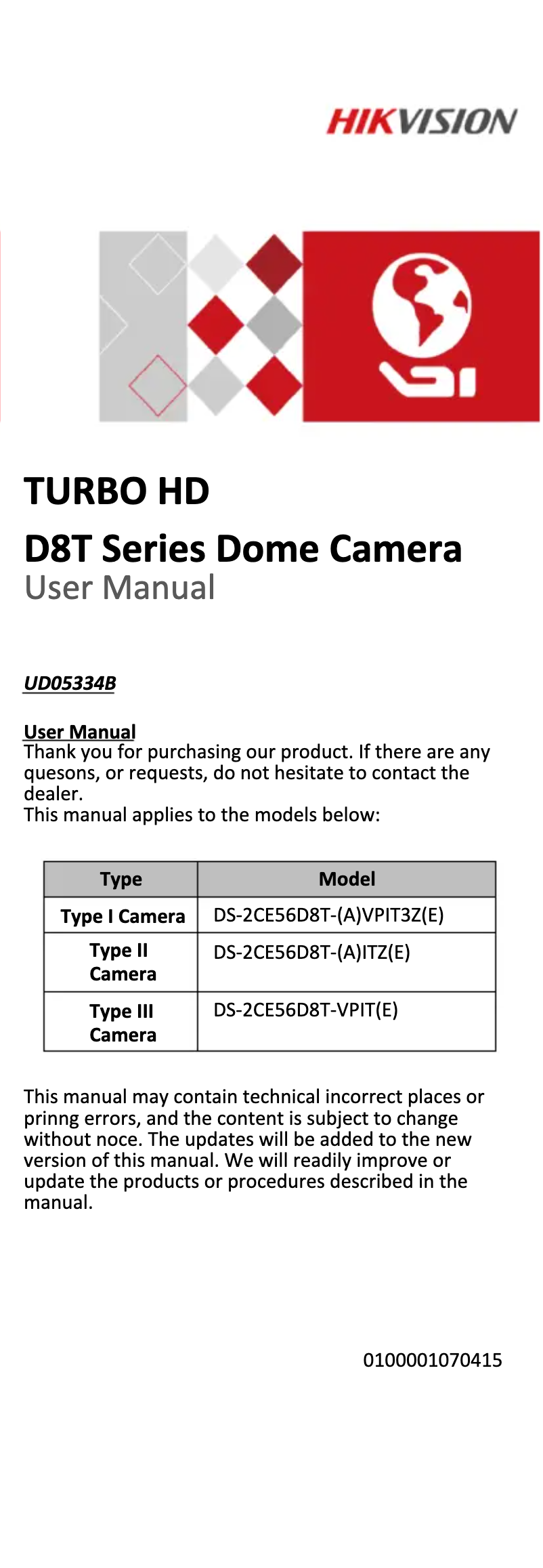 Page 1 of the manual User Manual Hikvision DS-2CE57D3T-VPITF