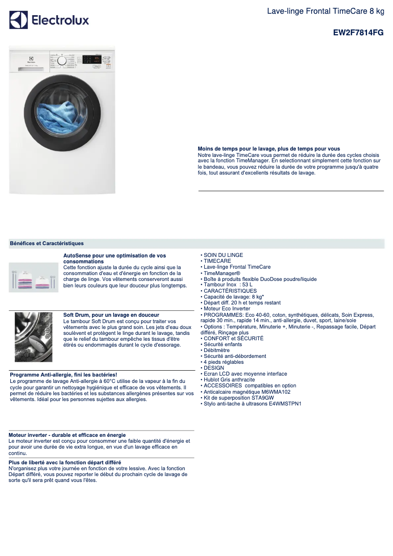 First page image of the manual for EW2F7814FG