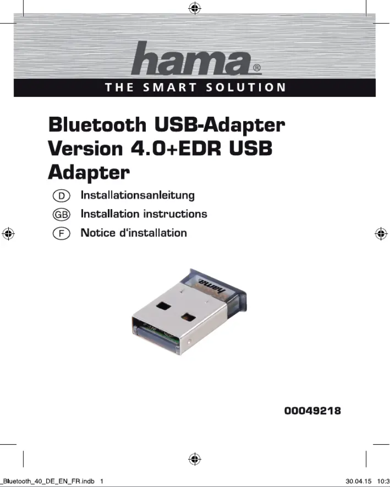 Page 1 of the manual User Manual Hama Bluetooth USB v4.0 + EDR