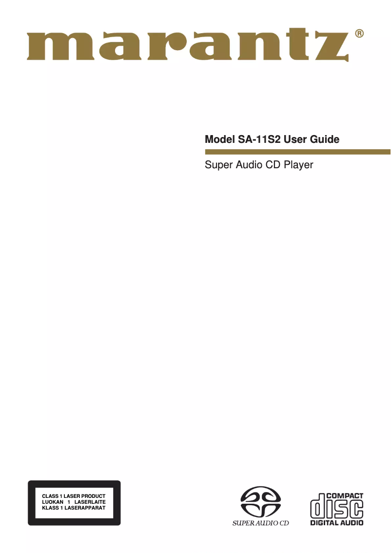 Page 1 of the manual User Manual Marantz SA11S2