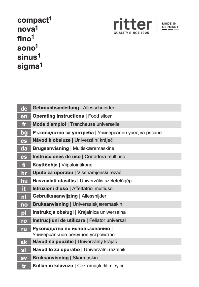 Image de la première page du manuel de l'appareil Nova 1