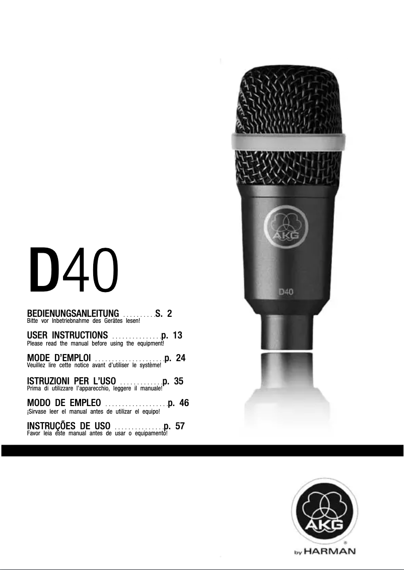 First page image of the manual for D40