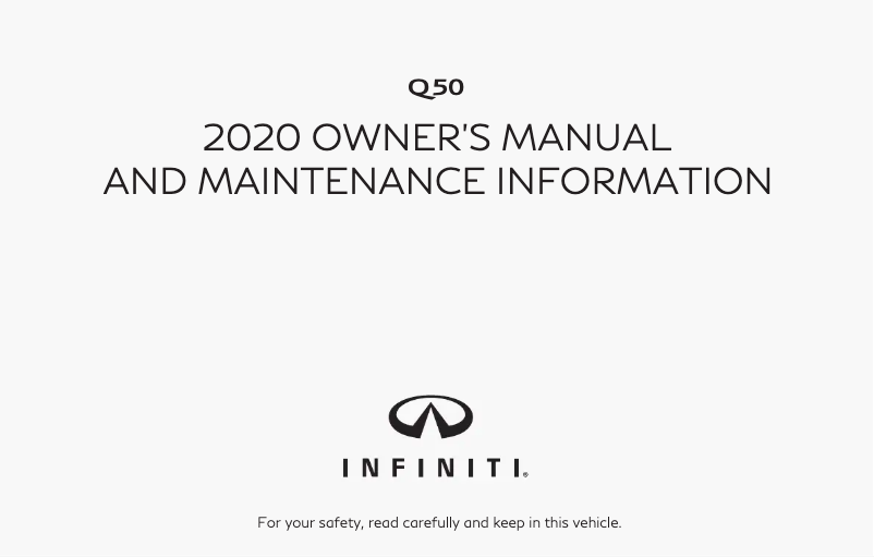 First page image of the manual for Q50 (2020)