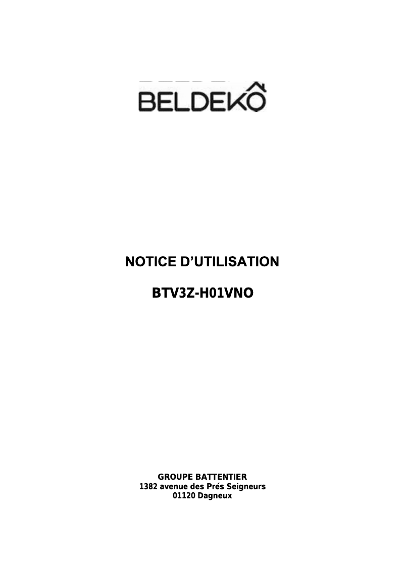 First page image of the manual for BTV3Z-H01VNO