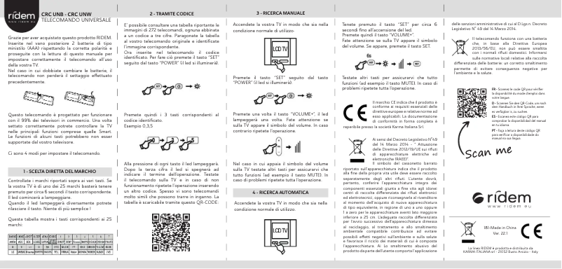 First page image of the manual for CRC UNW