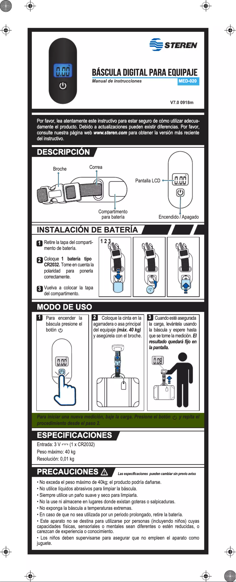 First page image of the manual for MED-020