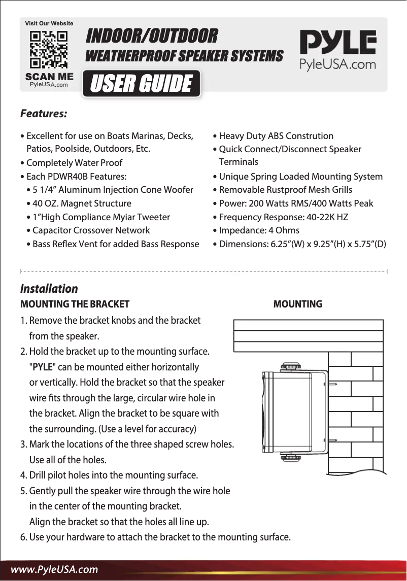 First page image of the manual for PDWR40B