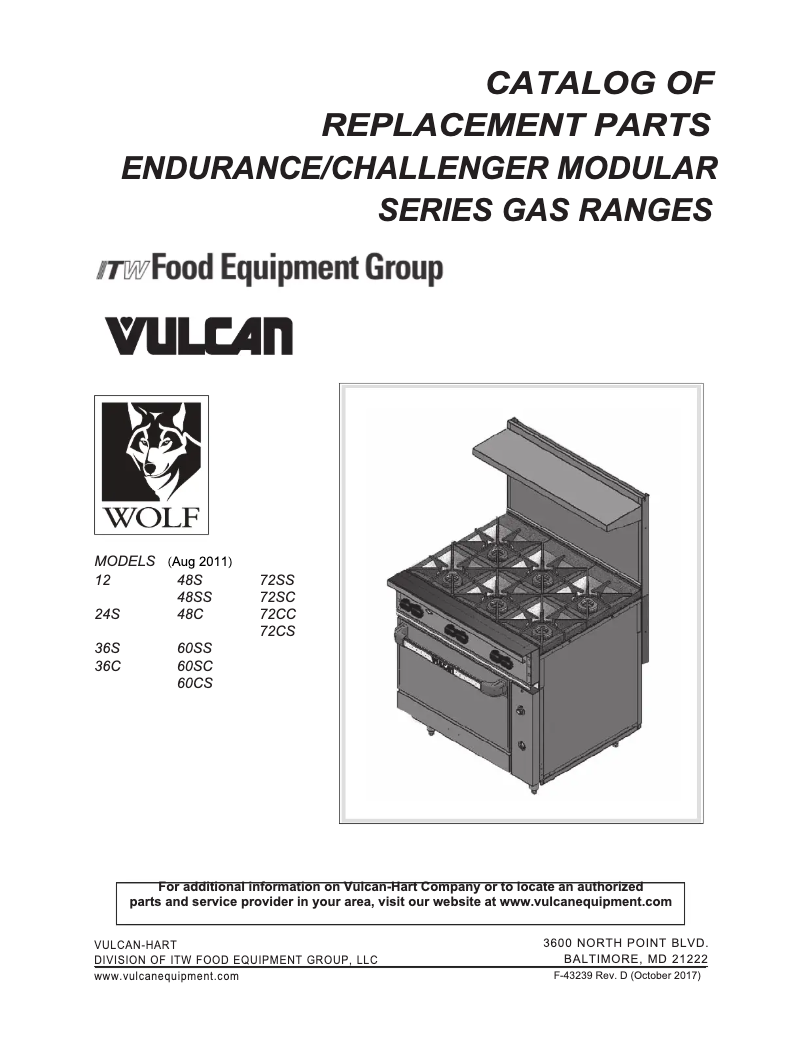 Page 1 of the manual Catalogue Vulcan 60SC-4B36CB