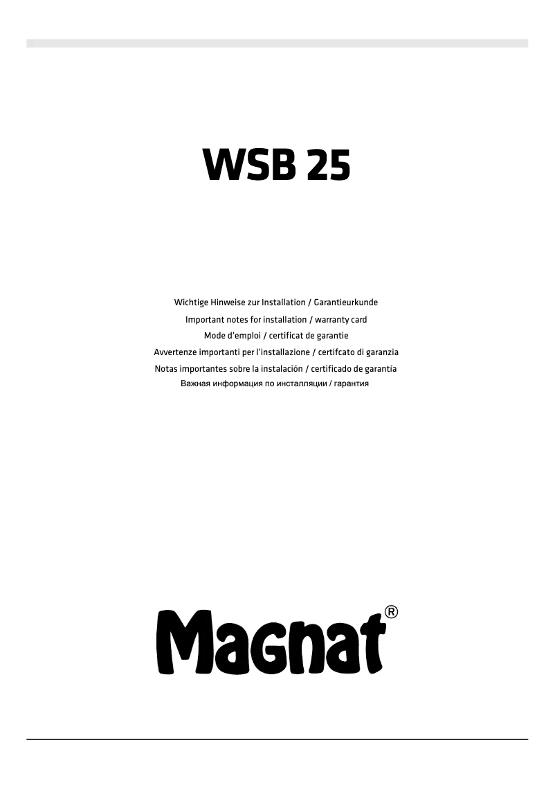 Page 1 of the manual User Manual Magnat WSB 225