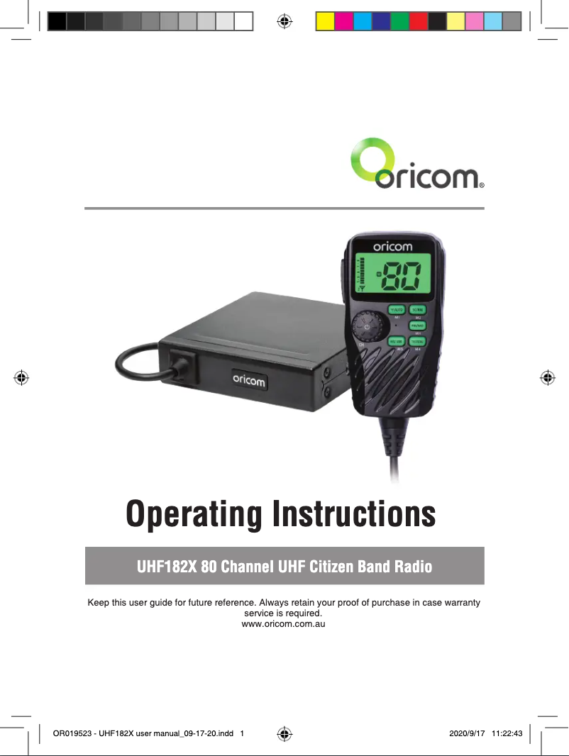 Page 1 de la notice Manuel utilisateur Oricom UHF182X