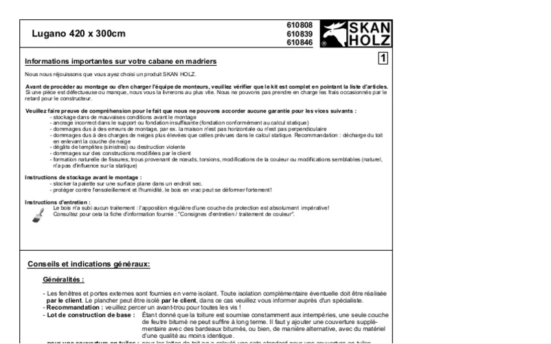 Page 1 de la notice Manuel utilisateur Skan Holz Lugano 1