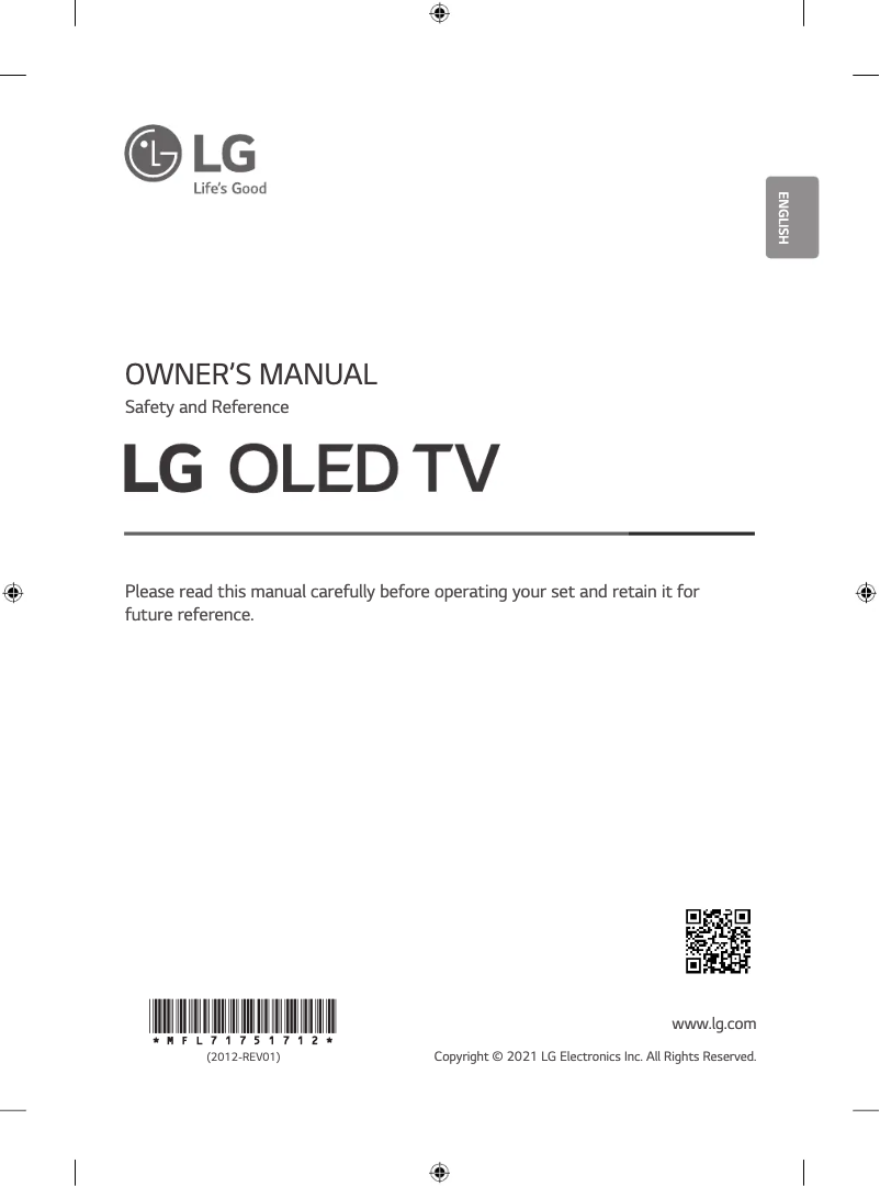 First page image of the manual for OLED55C1PTB