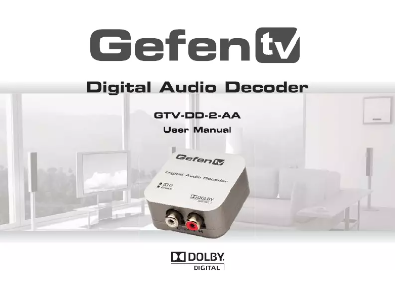 First page image of the manual for GTV-DD-2-AA