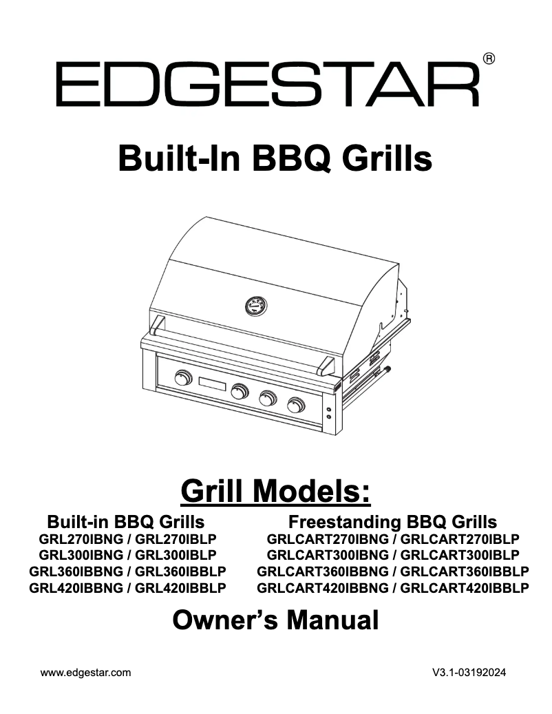 First page image of the manual for GRL420IBBNG