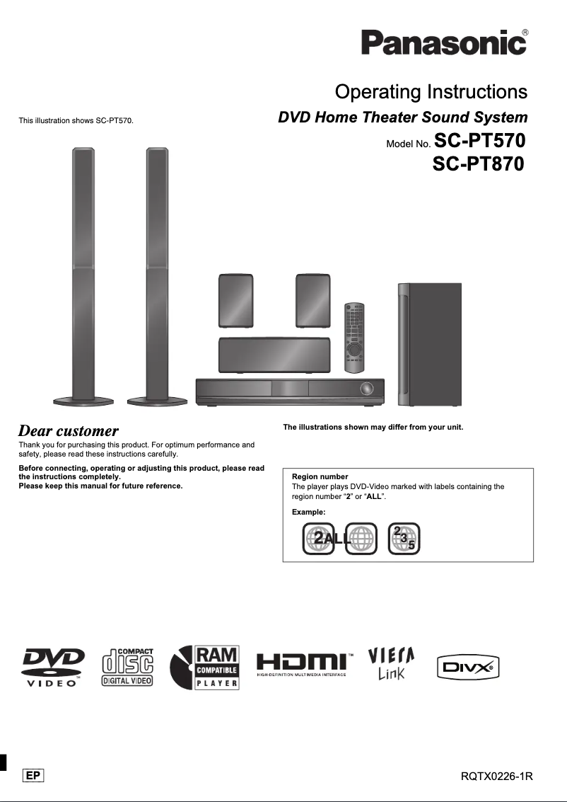 First page image of the manual for SC-PT870