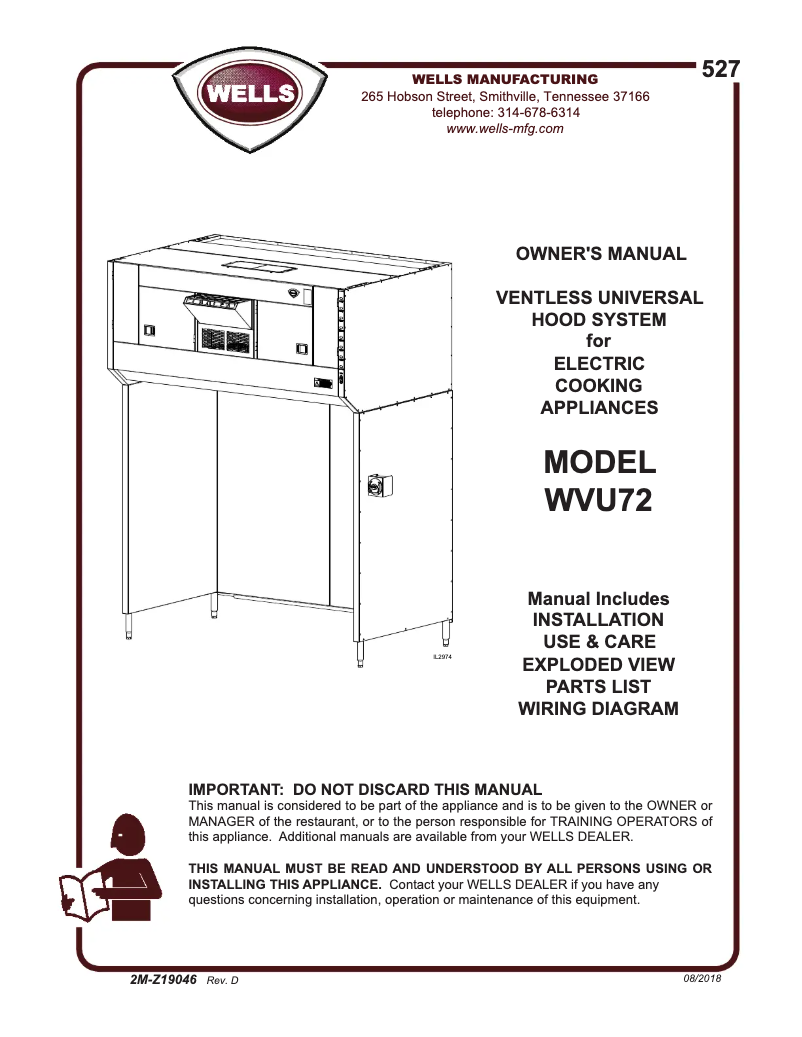 First page image of the manual for WVU72