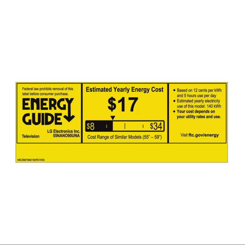 Page 1 of the manual Energy Label LG 55NANO90UNA