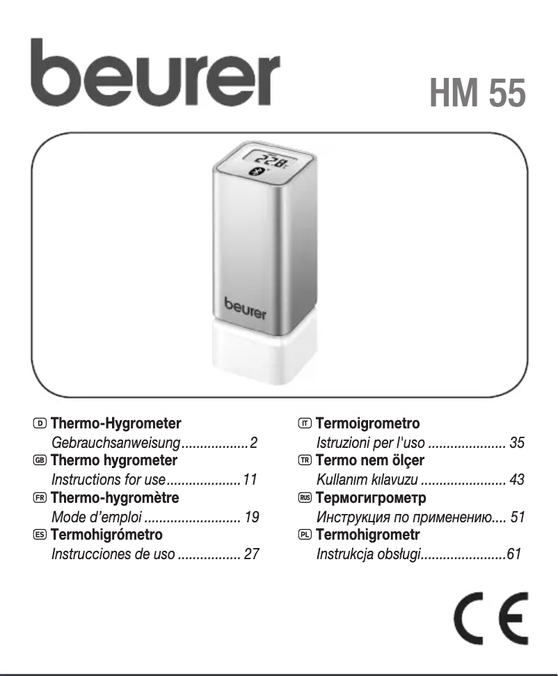 Page 1 of the manual User Manual Beurer HM 55