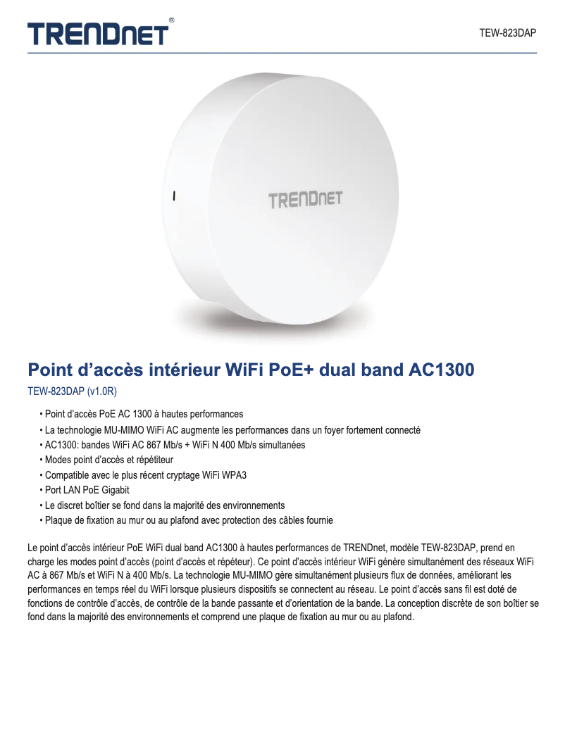 First page image of the manual for TEW-823DAP