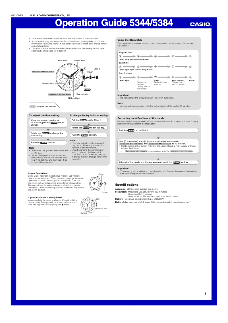 Page 1 of the manual User Manual Casio Edifice EFR-566