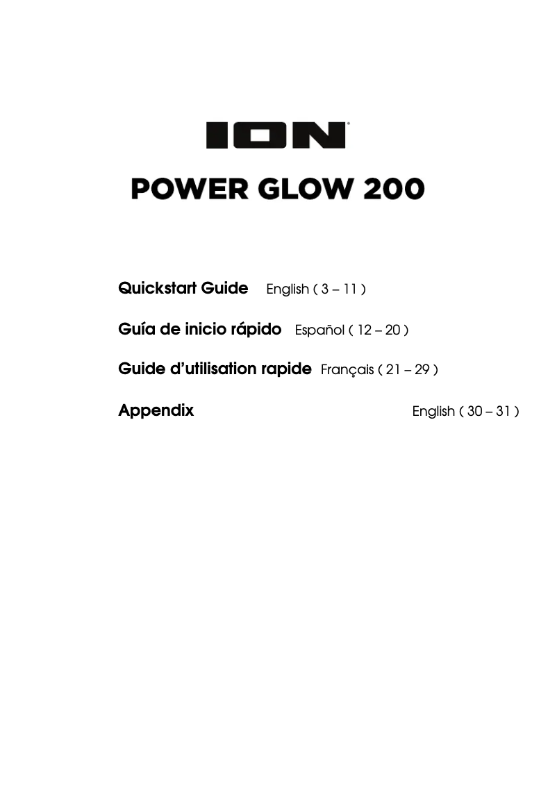 First page image of the manual for Power Glow 200