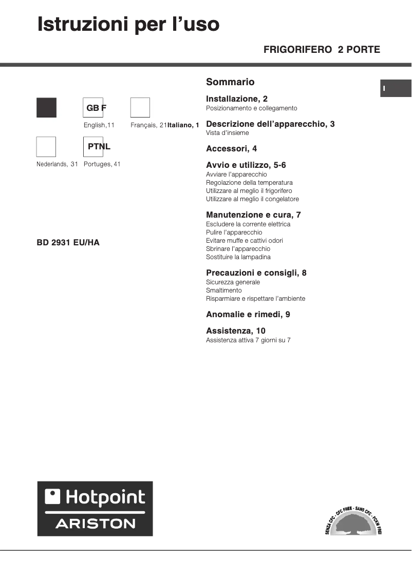 First page image of the manual for BD 2931 EU/HA