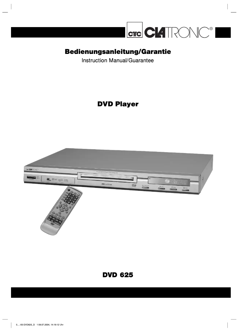 Page 1 of the manual User Manual Clatronic DVD 625