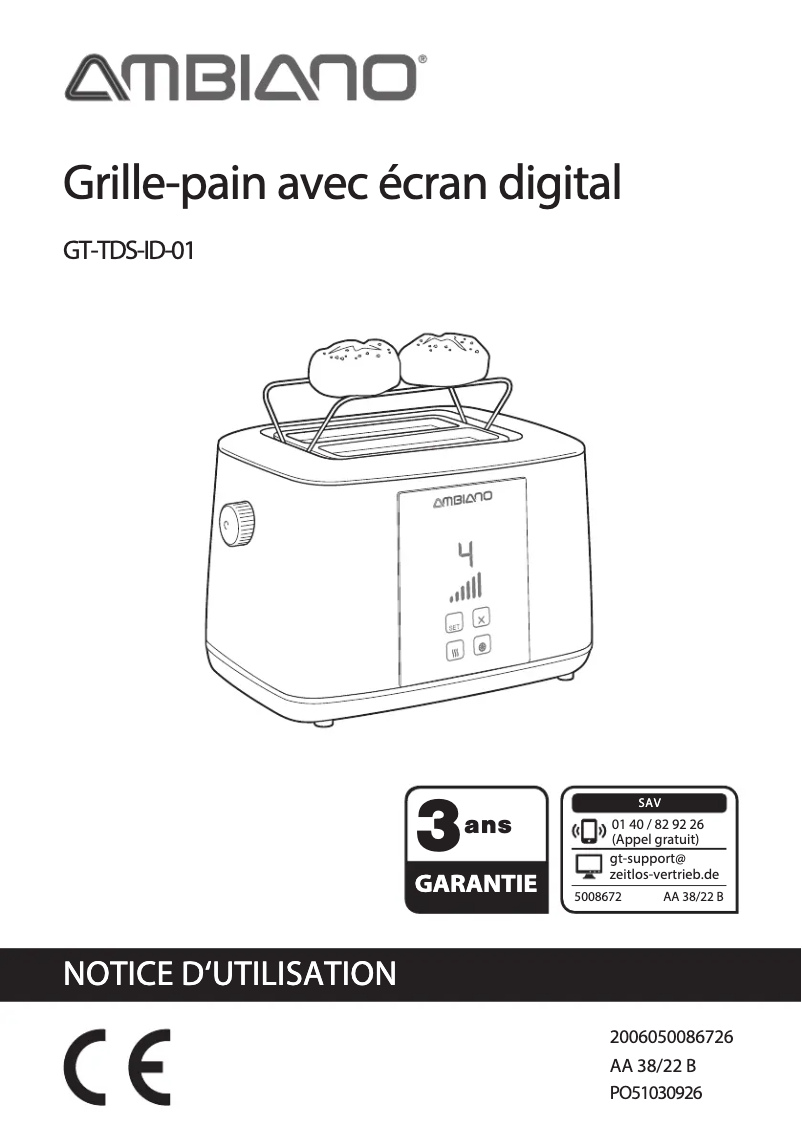Page 1 of the manual User Manual Ambiano GT-TDS-ID-01