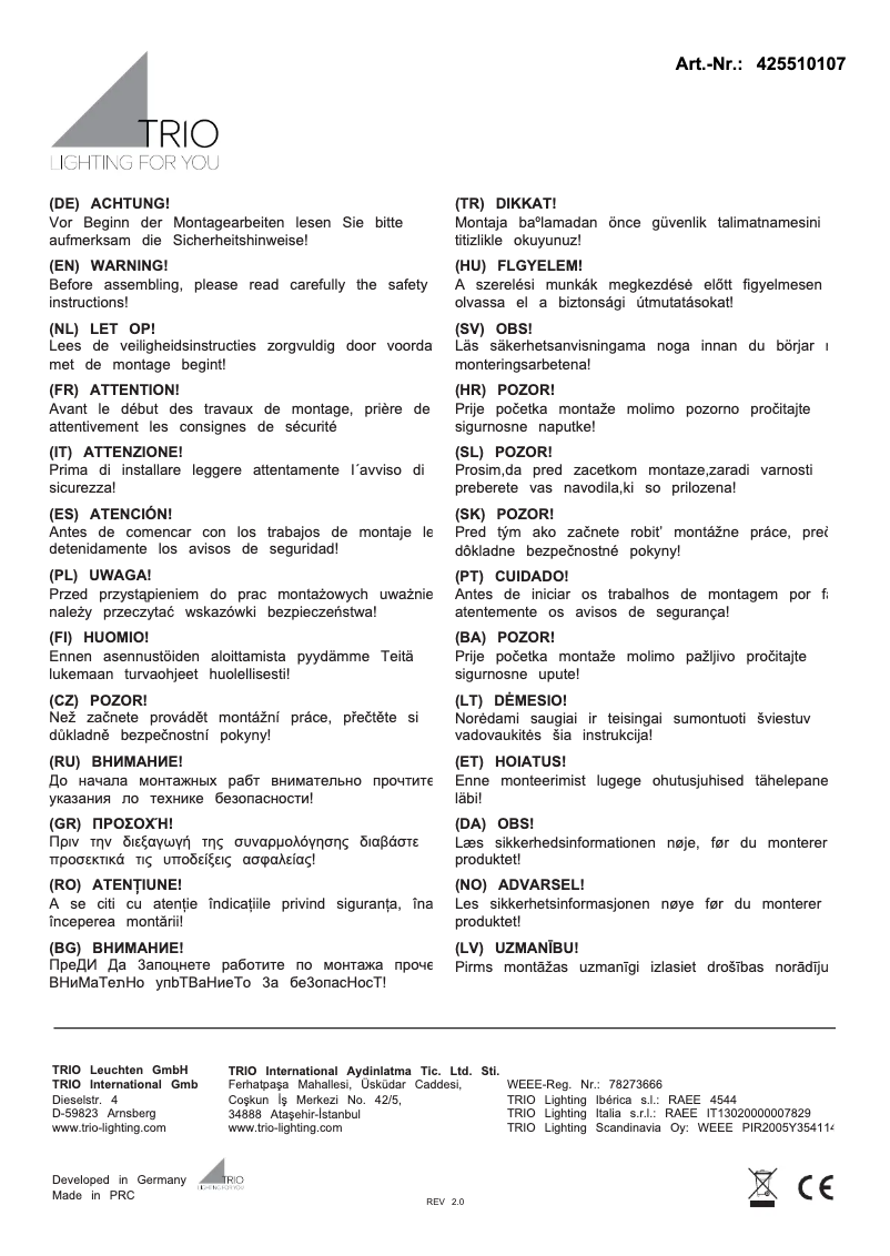 First page image of the manual for Alegro 425510107