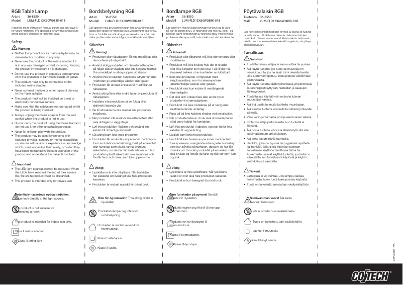 Page 1 of the manual User Manual Cotech 36-8550